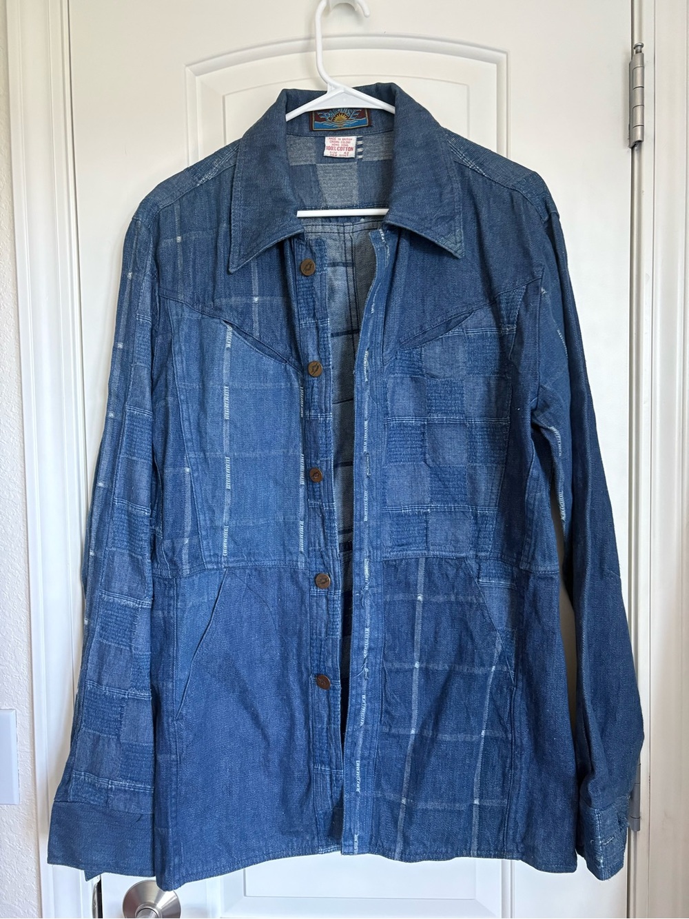 Vintage 1980s Paradise Denim Patchwork Full Button Jacket With Pockets - Size 42